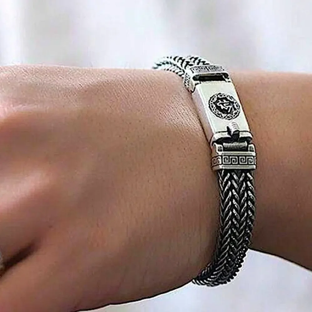 Stainless Steel Chain Link Bracelet, Mantra, Curb Hand Woven Fashion Jewelry